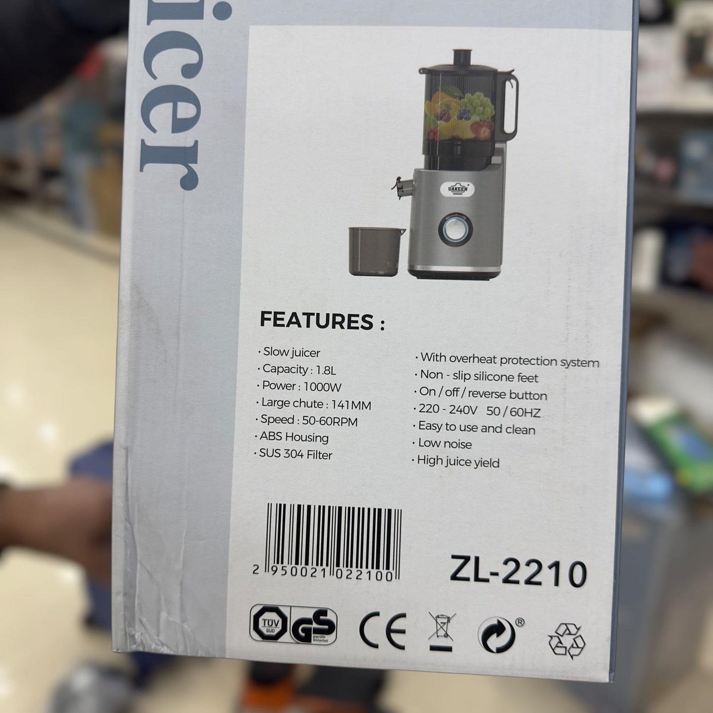 Uakeen Large Feed Slow Juicer ZL-2210