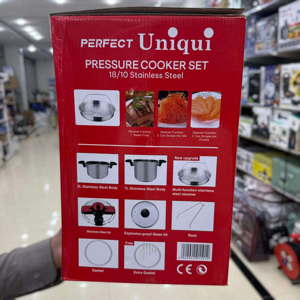Uniqui 8pcs 5+7L Steel Pressure Cooker Set
