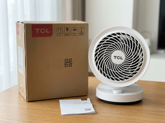 TCL Compact Desktop Air Circulation Fan - Tilting Head Table Fan with Knob Control