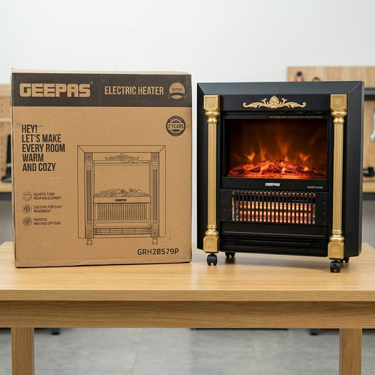 Geepas Quartz Tube Log Flame Effect Electric Heater 28579