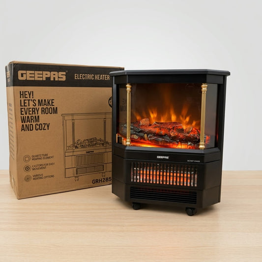 Geepas Quartz Tube Log Flame Effect Electric Heater 28580