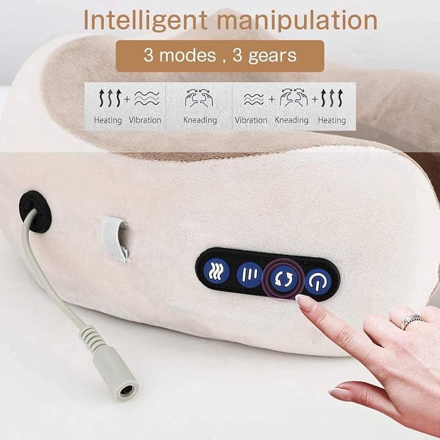 Portable Electric Neck Massager | Vibration Massage Pillow for Pain Relief | Travel-Friendly | Heat & Multi-Speed Modes