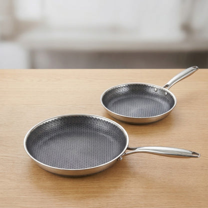 Etched Honeycomb Non-Stick Stainless Steel Frying Pan - 24cm, 26cm, 28cm, 30cm