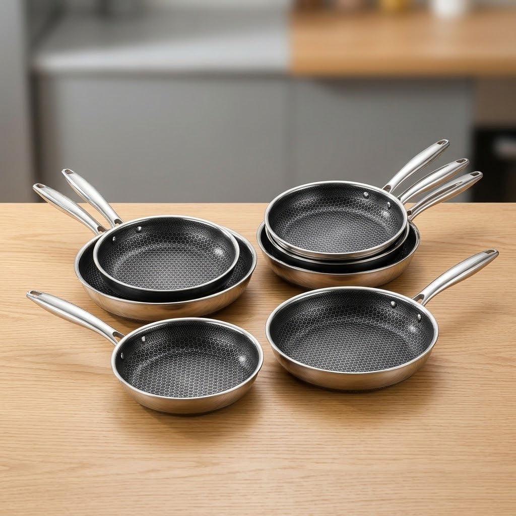 Honeycomb Non-Stick Stainless Steel Frying Pan - 22cm, 24cm, 26cm, 28cm, 30cm