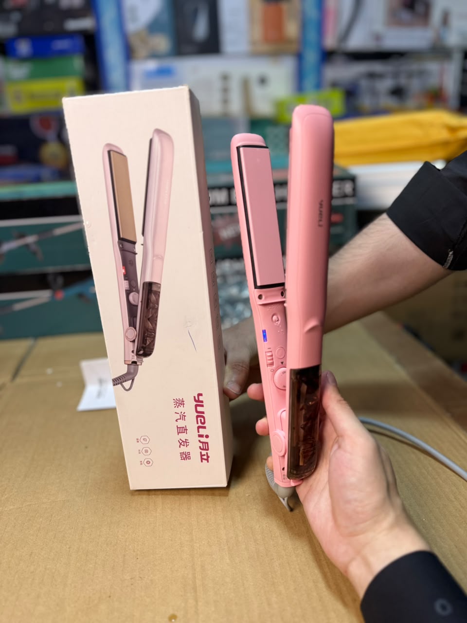 Yueli Steam Hair Straightener - Wide Plate Flat Iron with Adjustable Temperature