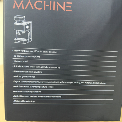 UAKEEN 1350W Espresso Coffee Machine with Built-In Grinder & LED Touch Screen (Model ZL-1509)