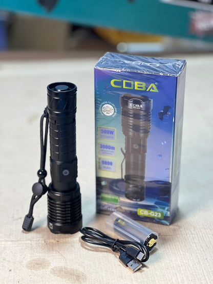 COBA Powerful LED Flashlight CB-G23 - 9800mAh, USB-C Rechargeable, 3000m Range