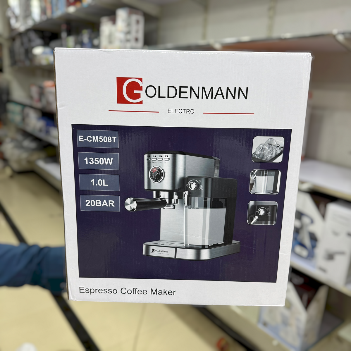 Goldenmann Espresso Coffee Maker - 1350W, 20 BAR, 1.0L (E-CM502T / E-CM508T)