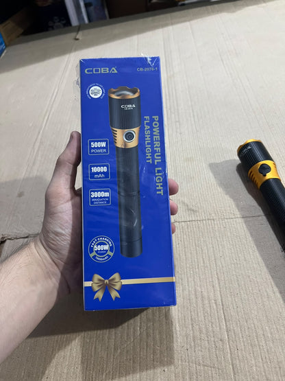 COBA Powerful LED Flashlight CB-2076-1 - 10000mAh, Type-C Rechargeable, 3000m Range
