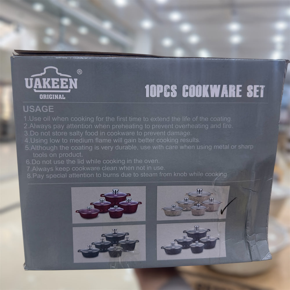 Uakeen 10pcs Granite Coating Cookware Set VK-540
