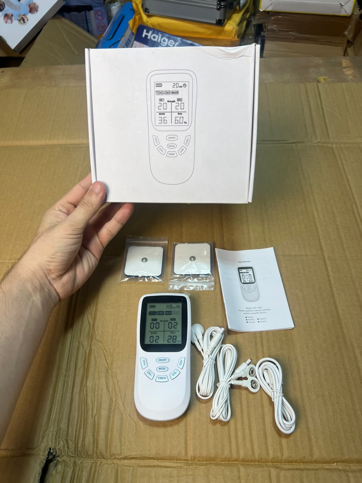 Digital TENS Muscle Stimulator Massager MH-1038 - Rechargeable Pulse Massager with LCD