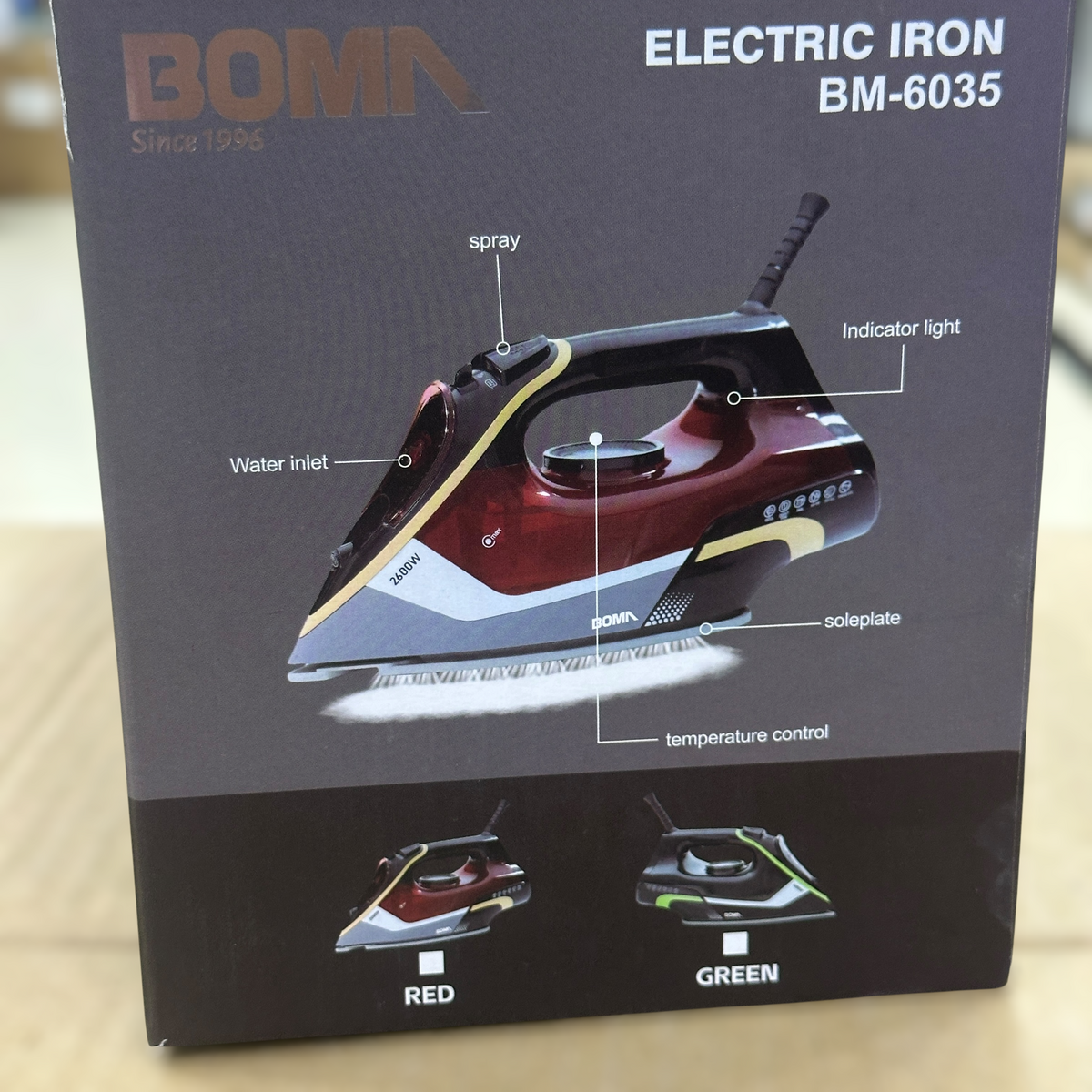 BOMA BM-6035 Electric Steam Iron - 2600W, Dry/Spray/Burst/Vertical Steam Function