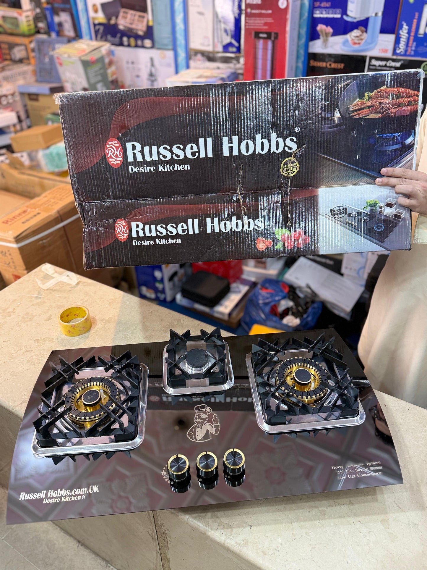 Russell Hobbs 3 burner Stainless steel Gas Stove