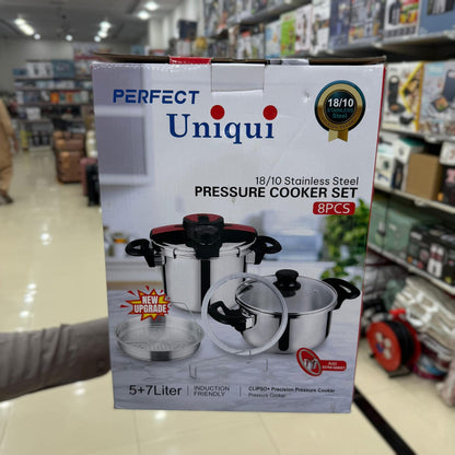 Uniqui 8pcs 5+7L Steel Pressure Cooker Set