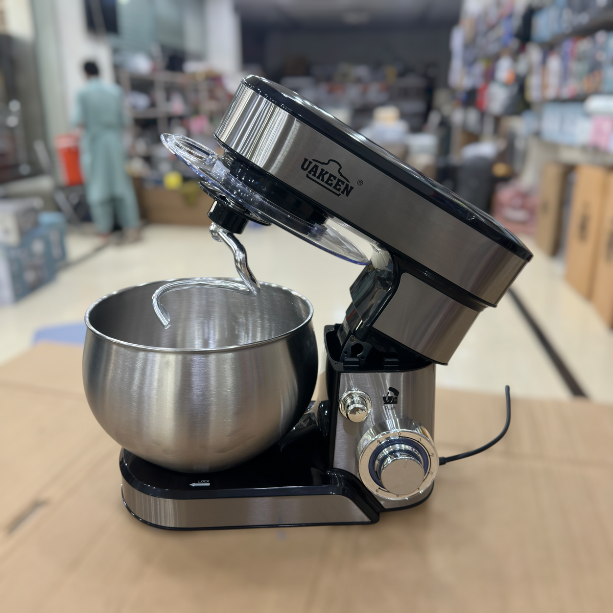 UAKEEN 5.5L Stainless Steel Stand Mixer | 1600W Professional Dough Kneader & Egg Whisk (Model ZL-1603)