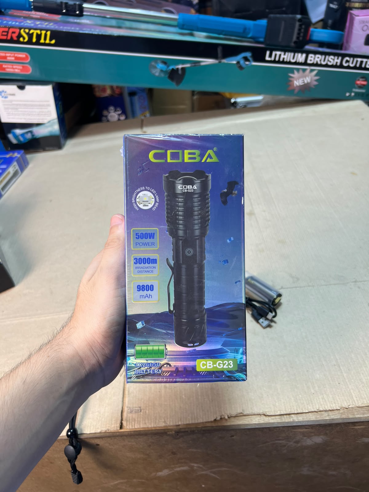 COBA Powerful LED Flashlight CB-G23 - 9800mAh, USB-C Rechargeable, 3000m Range