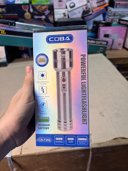COBA Powerful LED Flashlight CB-F260 - 9800mAh, Type-C Rechargeable, 3000m Range