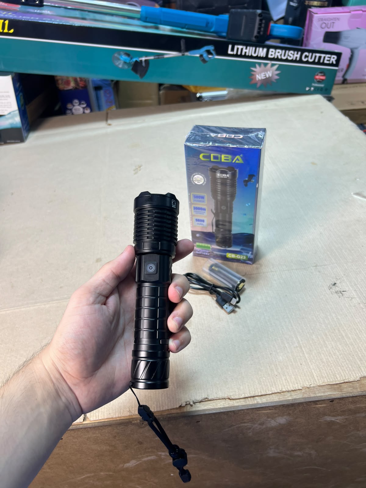 COBA Powerful LED Flashlight CB-G23 - 9800mAh, USB-C Rechargeable, 3000m Range