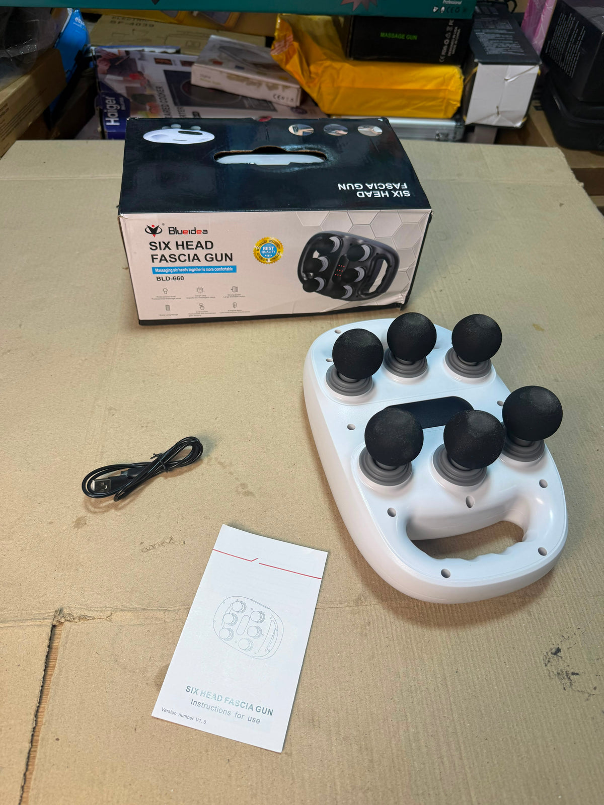 Blueidea Six Head Fascia Gun BLD-465 - USB Rechargeable Massage Device