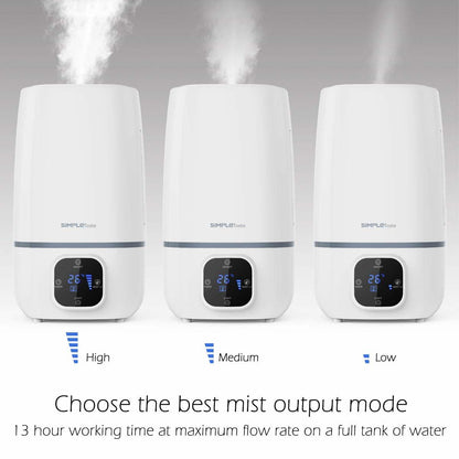 SimpleTaste 4L Ultrasonic Cool Humidifier Aroma Essential Oil Diffuser with LCD Display, 3 Mist Level Control, Timer Setting, and 7 Colors LED Light Whisper-Quiet, 171730CM