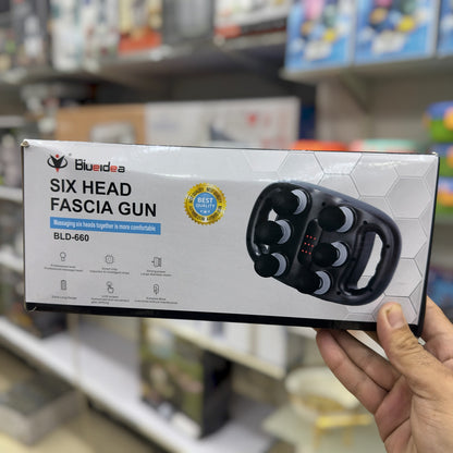 Blueidea Six Head Fascia Gun BLD-660 - Dual Handle USB Rechargeable Massager