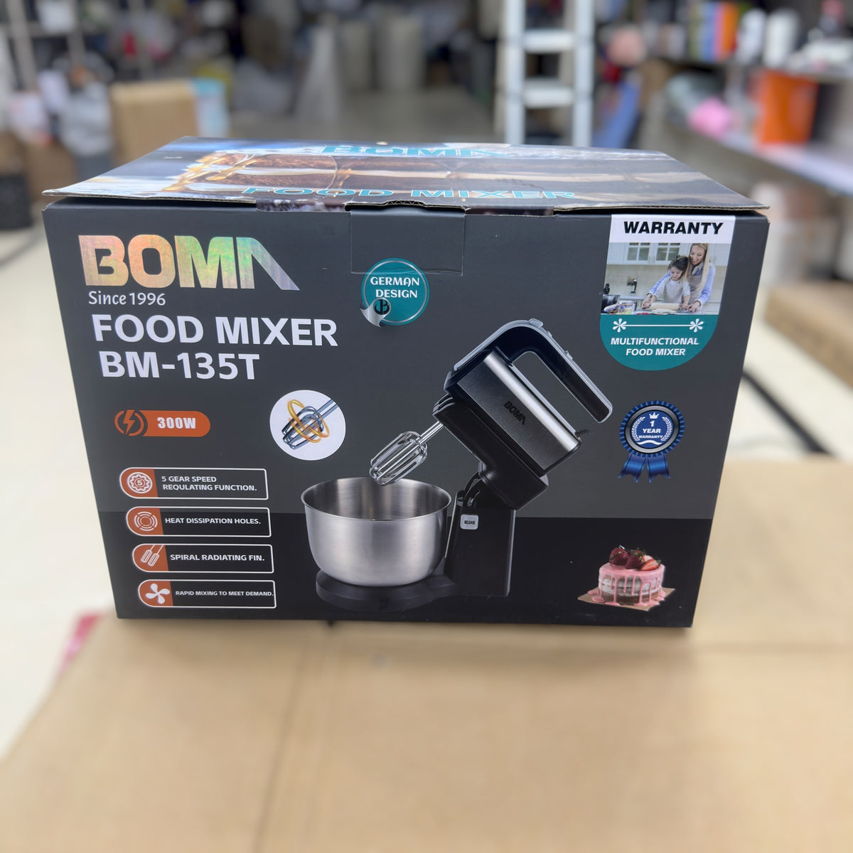 BOMA BM-135T Food Mixer - 300W, 5 Gear Speed, Stainless Steel Bowl