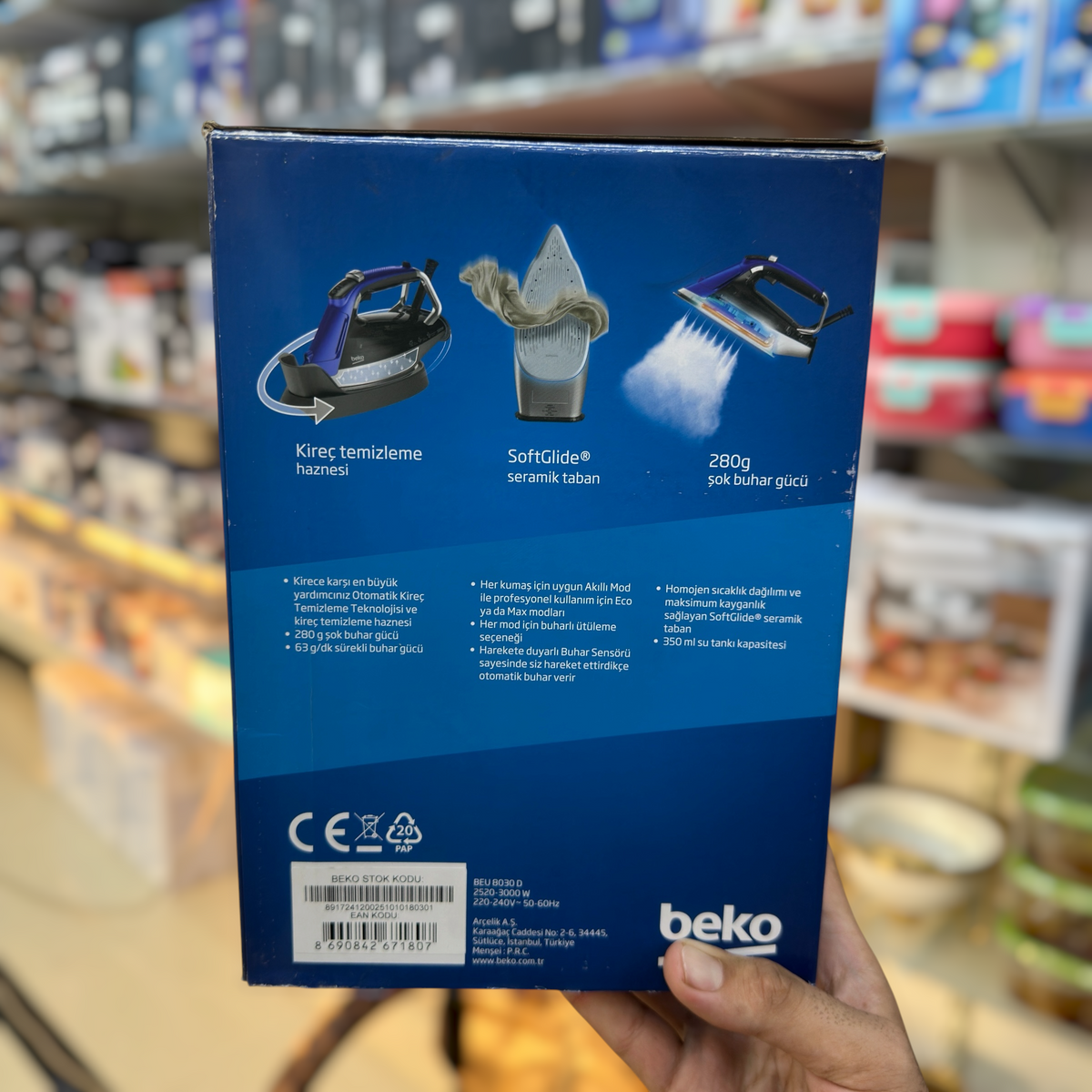 Beko High Power Steam Iron - 260g Steam Boost, Ceramic Soleplate