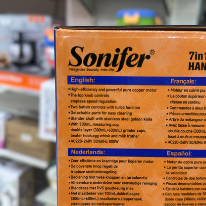 Sonifer 7-in-1 Hand Blender Set SF-8192S - 800W Pure Copper Motor