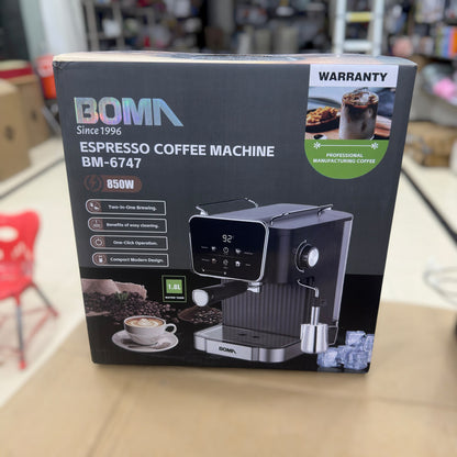 BOMA BM-6747 Espresso Coffee Machine - 850W, Touchscreen Display, 1.8L Tank