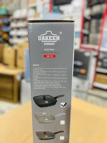 Uakeen Induction Die-Cast Granite Grill Pan 28cm VK-FP428