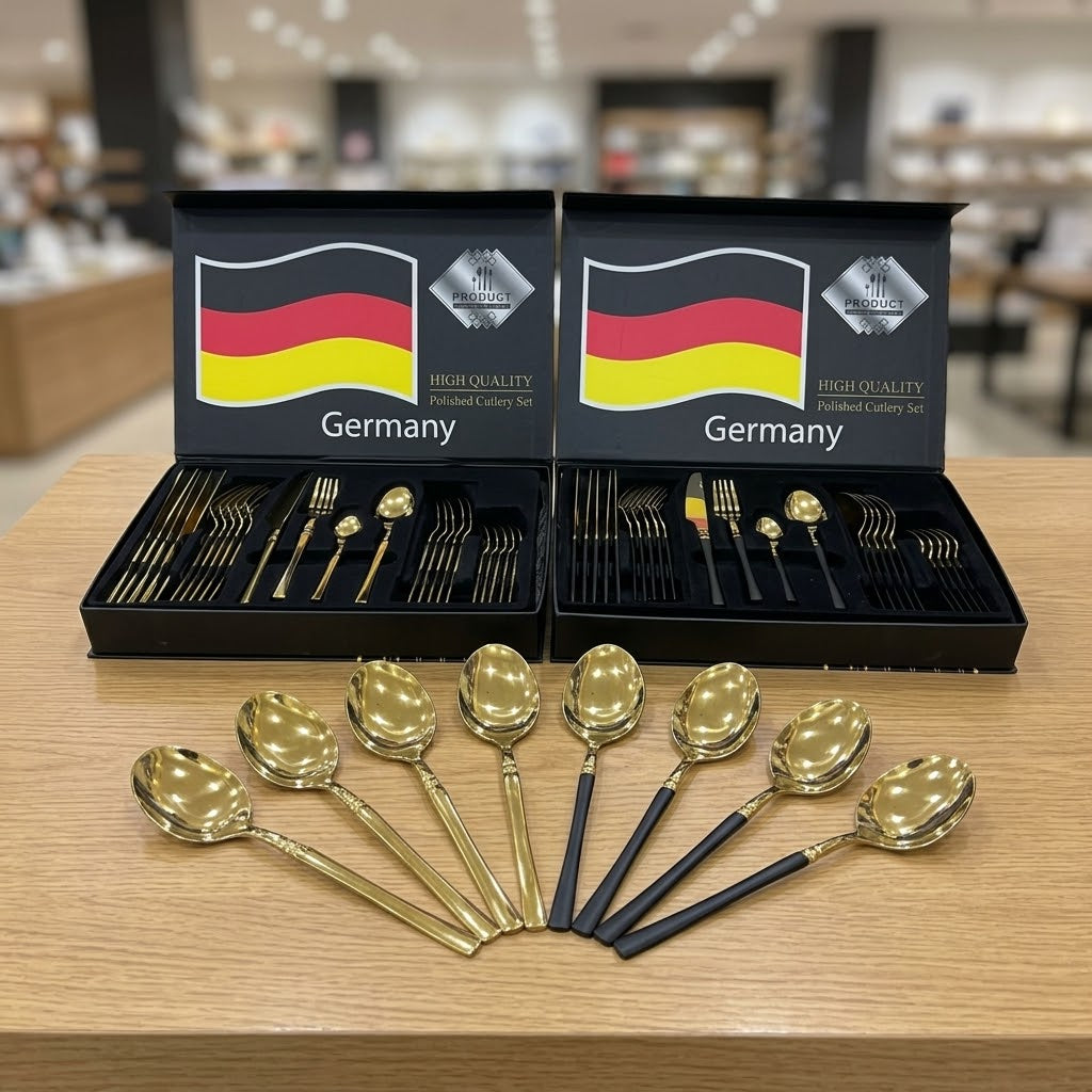 Germany High Quality Polished Cutlery Set - Stainless Steel Gold Flatware
