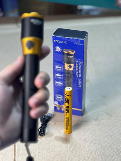 COBA Powerful LED Flashlight CB-2076-1 - 10000mAh, Type-C Rechargeable, 3000m Range
