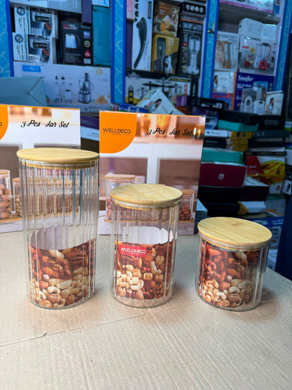 WELLDECO 3Pcs Glass Jar Set