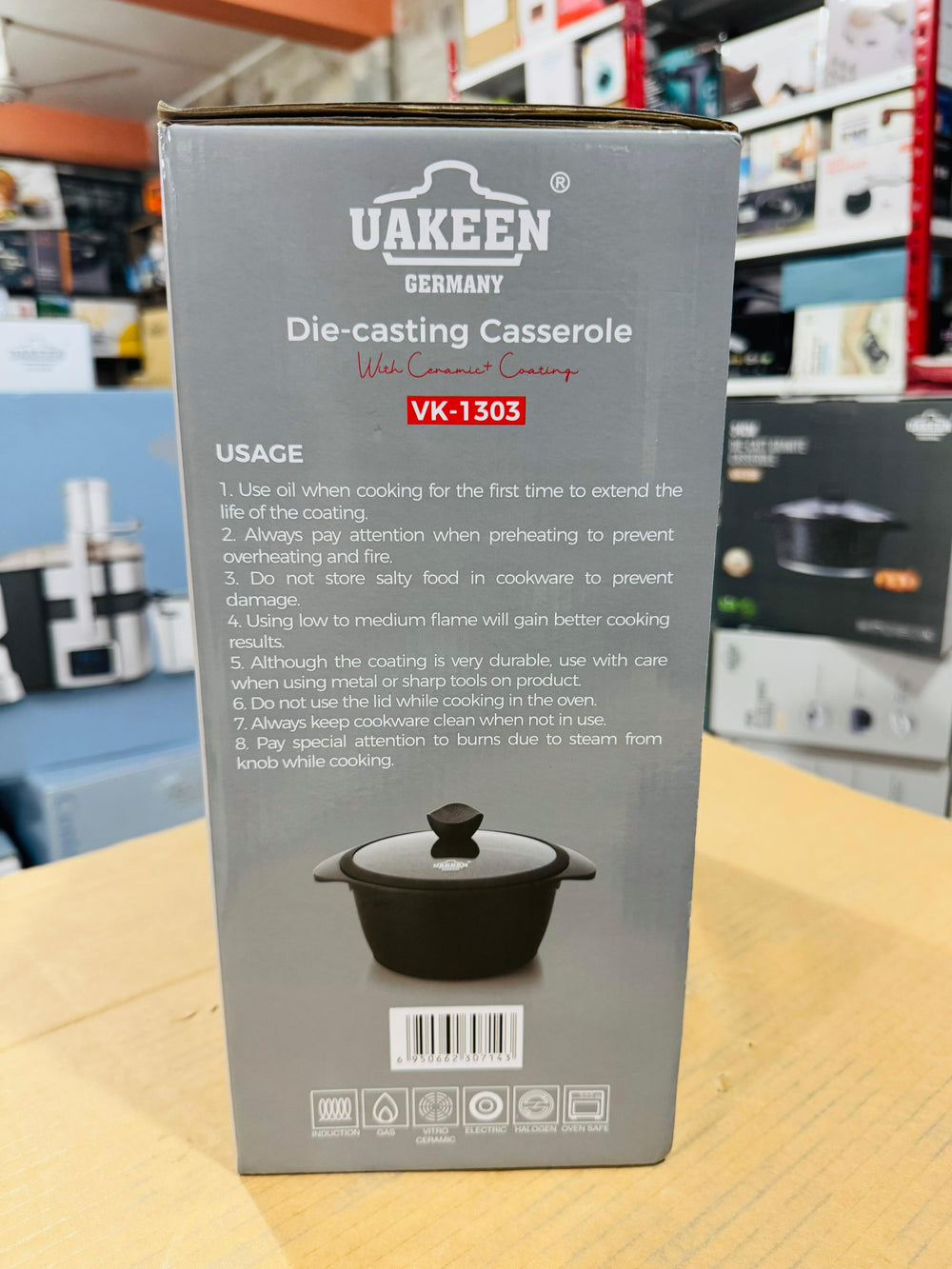Uakeen Germany Die-Cast Aluminum Casserole 28cm VK-1303