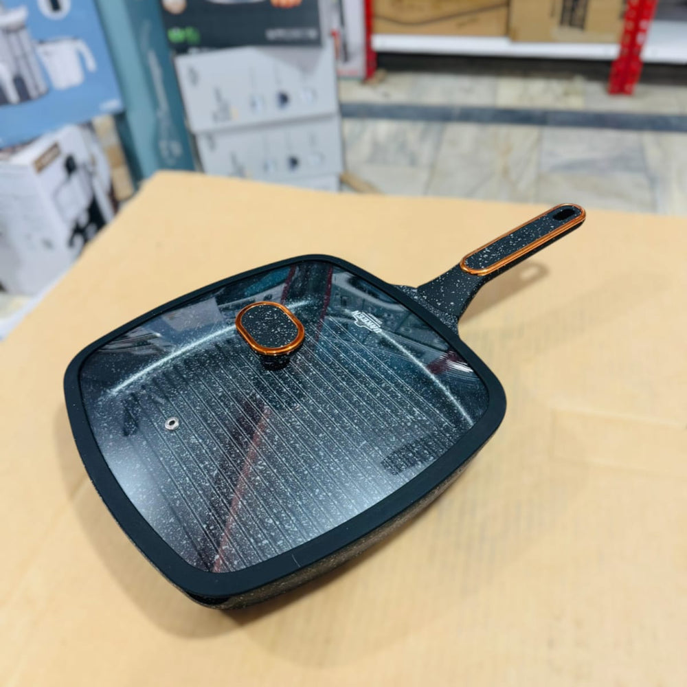 Uakeen Induction Die-Cast Granite Grill Pan 28cm VK-FP428