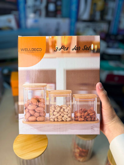 WELLDECO 3Pcs Glass Jar Set