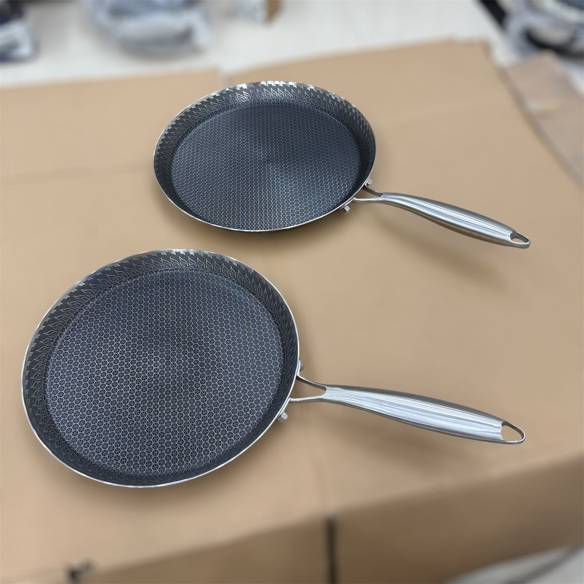 Etched Honeycomb Non-Stick Stainless Steel Frying Pan - 24cm, 26cm, 28cm, 30cm