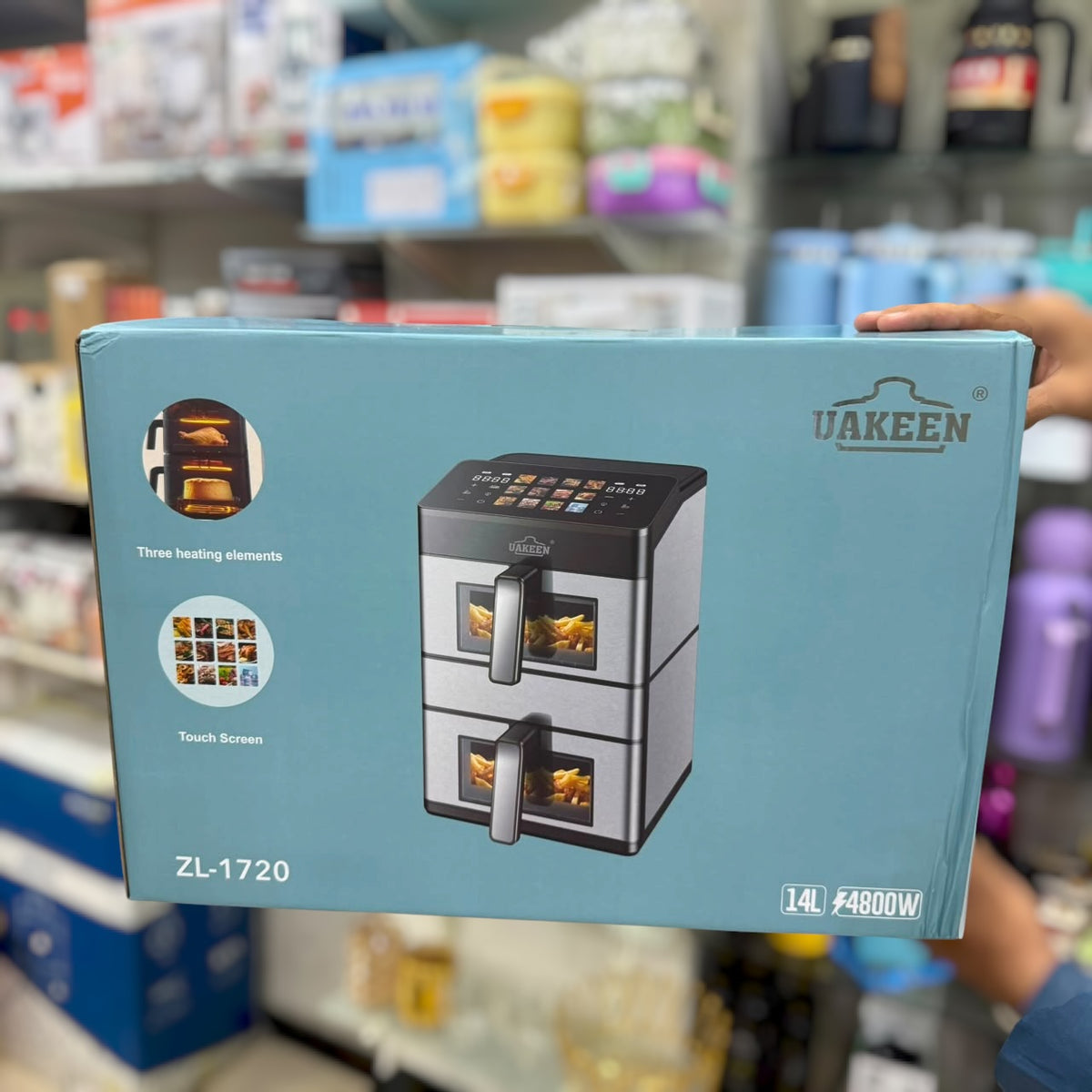 UAKEEN 14L Smart Dual-Basket Air Fryer | 4800W Heavy-Duty Multi-Cooker with Touch Screen (Model ZL-1720)
