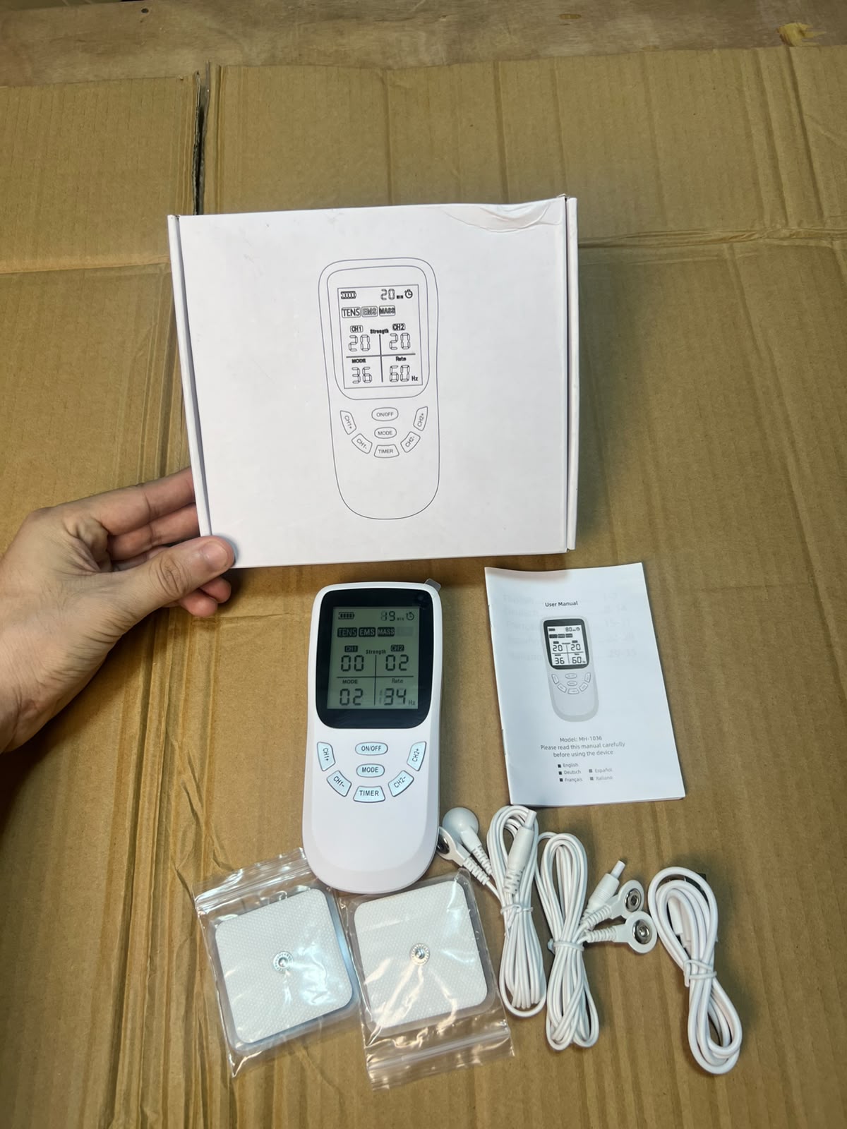 Digital TENS Muscle Stimulator Massager MH-1038 - Rechargeable Pulse Massager with LCD