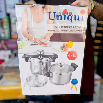 Uniqui Stainless Steel Pressure Cooker Set 6+8L
