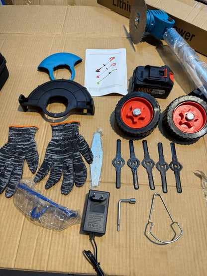 Rechargeable Grass Cutting Machine with 2 Batteries – Portable Lawn Trimmer