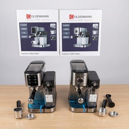 Goldenmann Espresso Coffee Maker - 1350W, 20 BAR, 1.0L (E-CM502T / E-CM508T)