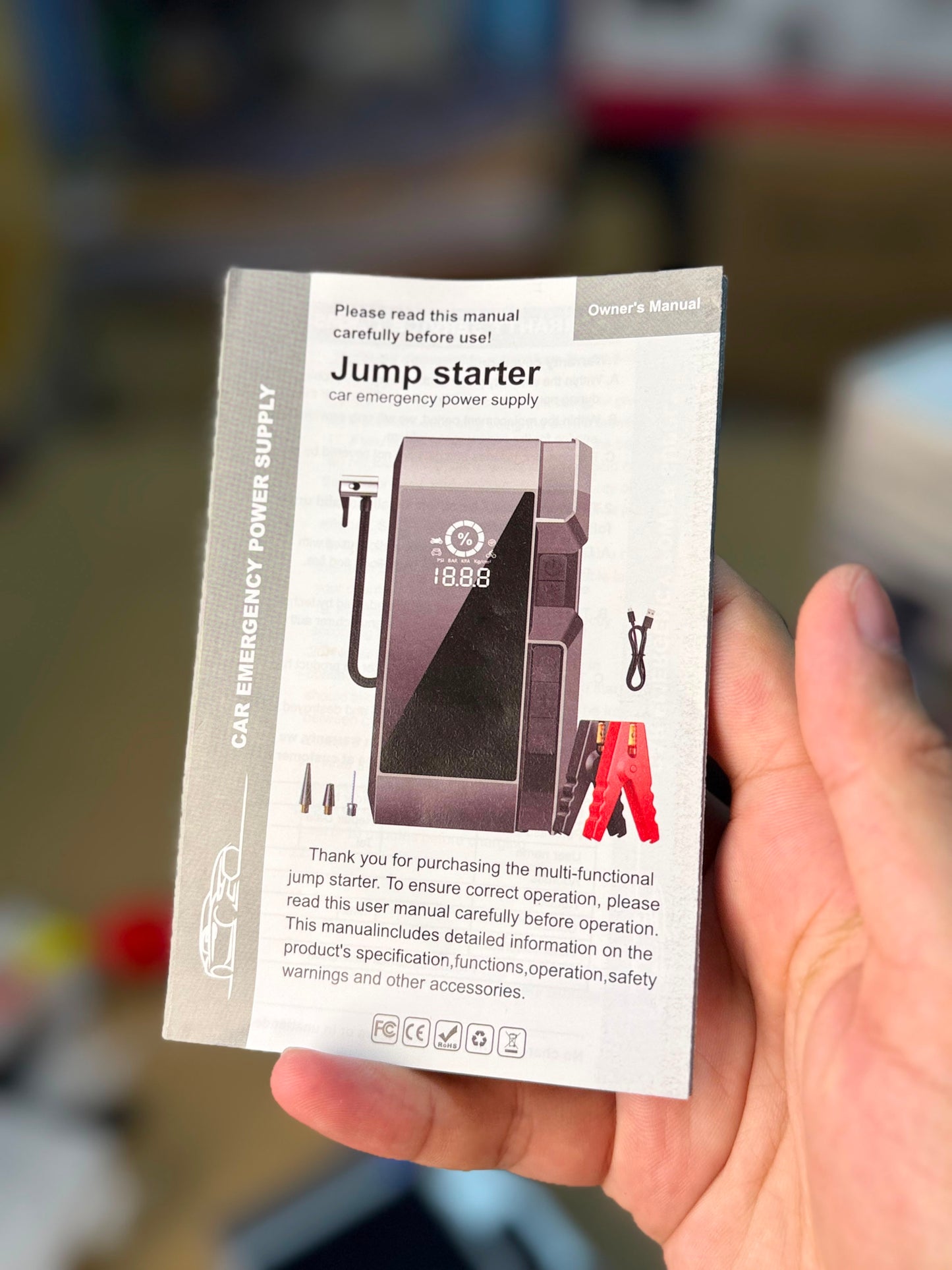 4-in-1 Jump Starter with Air Compressor 12V Diesel Universal