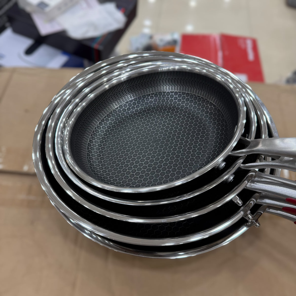 Honeycomb Non-Stick Stainless Steel Frying Pan - 22cm, 24cm, 26cm, 28cm, 30cm