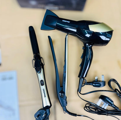 3-in-1 Hair Dryer Curler & Straightener Combo Set Styling Kit 86055