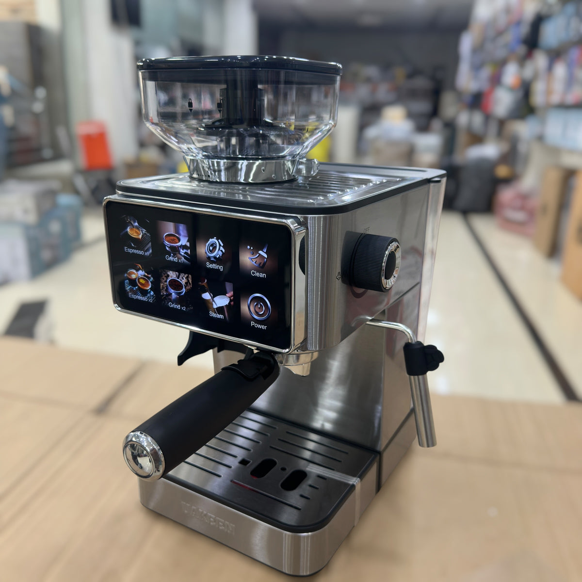 UAKEEN 1350W Espresso Coffee Machine with Built-In Grinder & LED Touch Screen (Model ZL-1509)