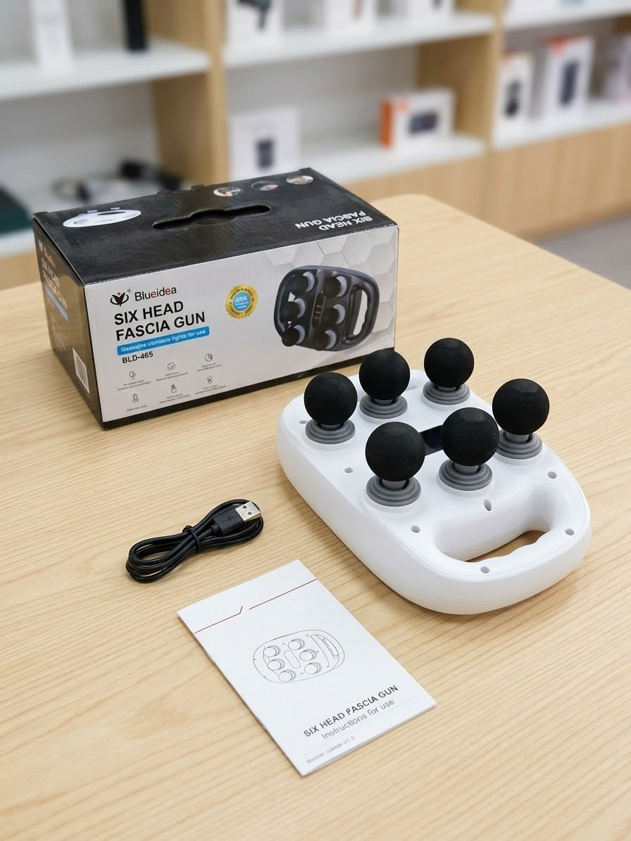 Blueidea Six Head Fascia Gun BLD-465 - USB Rechargeable Massage Device