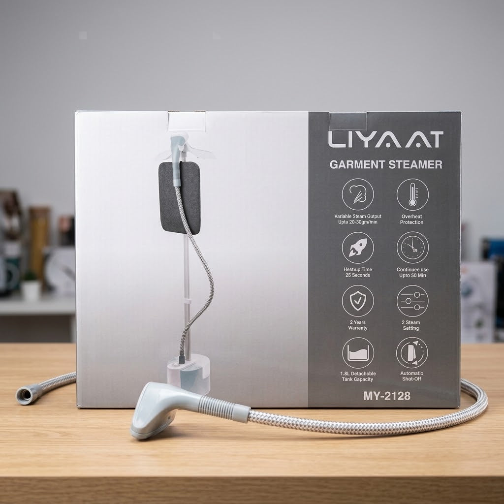 Liyaat Standing Garment Steamer MY-2128 - 1.8L Tank, Variable Steam Output, 2-Year Warranty