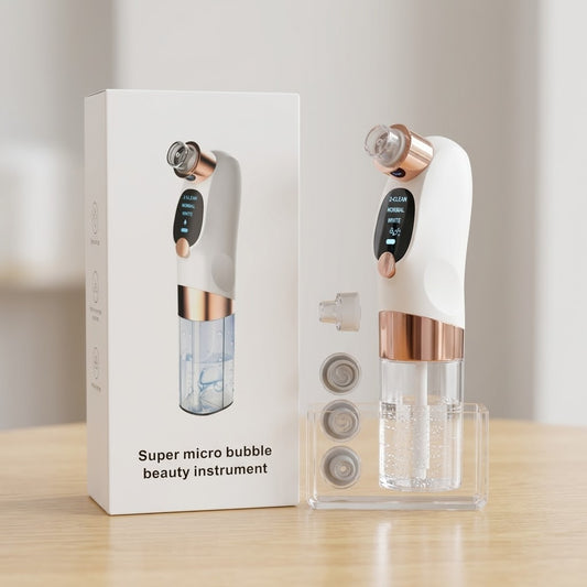 Super Micro Bubble Beauty Instrument - Facial Pore Cleansing Device with 3 Suction Heads