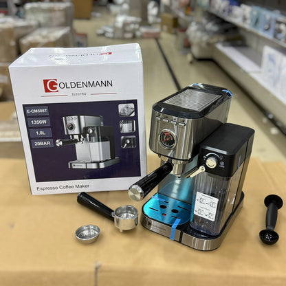 Goldenmann Espresso Coffee Maker - 1350W, 20 BAR, 1.0L (E-CM502T / E-CM508T)